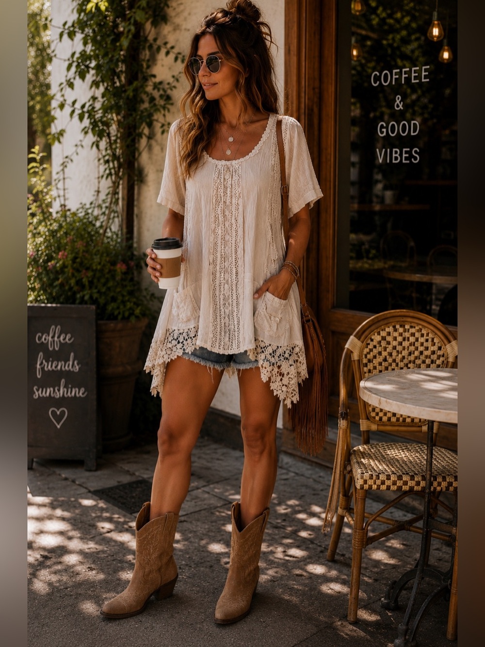 ORIGAMI by Vivien NWOT Cream Lace Crochet Boho Tunic – Size S